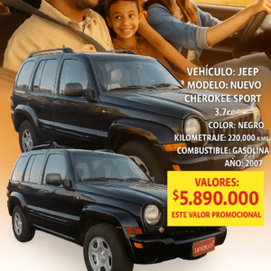 JEEP NEW CHEROKEE SPORT 3.7cc / AÑO 2007 / 4X4 / TOP DE LINEA